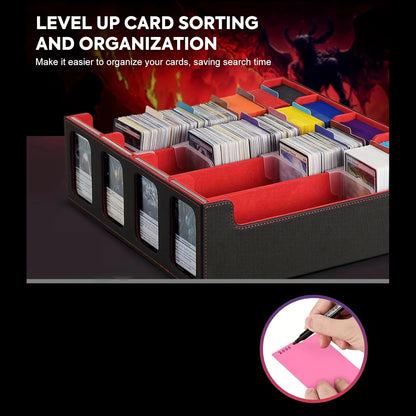 Professional Trading Card Storage Box with Display; 4-Row Deck Case Featuring Removable Lid; Accommodates Over 2400 Cards; Compatible with Magic TCG, PTCG, and Sports Cards
