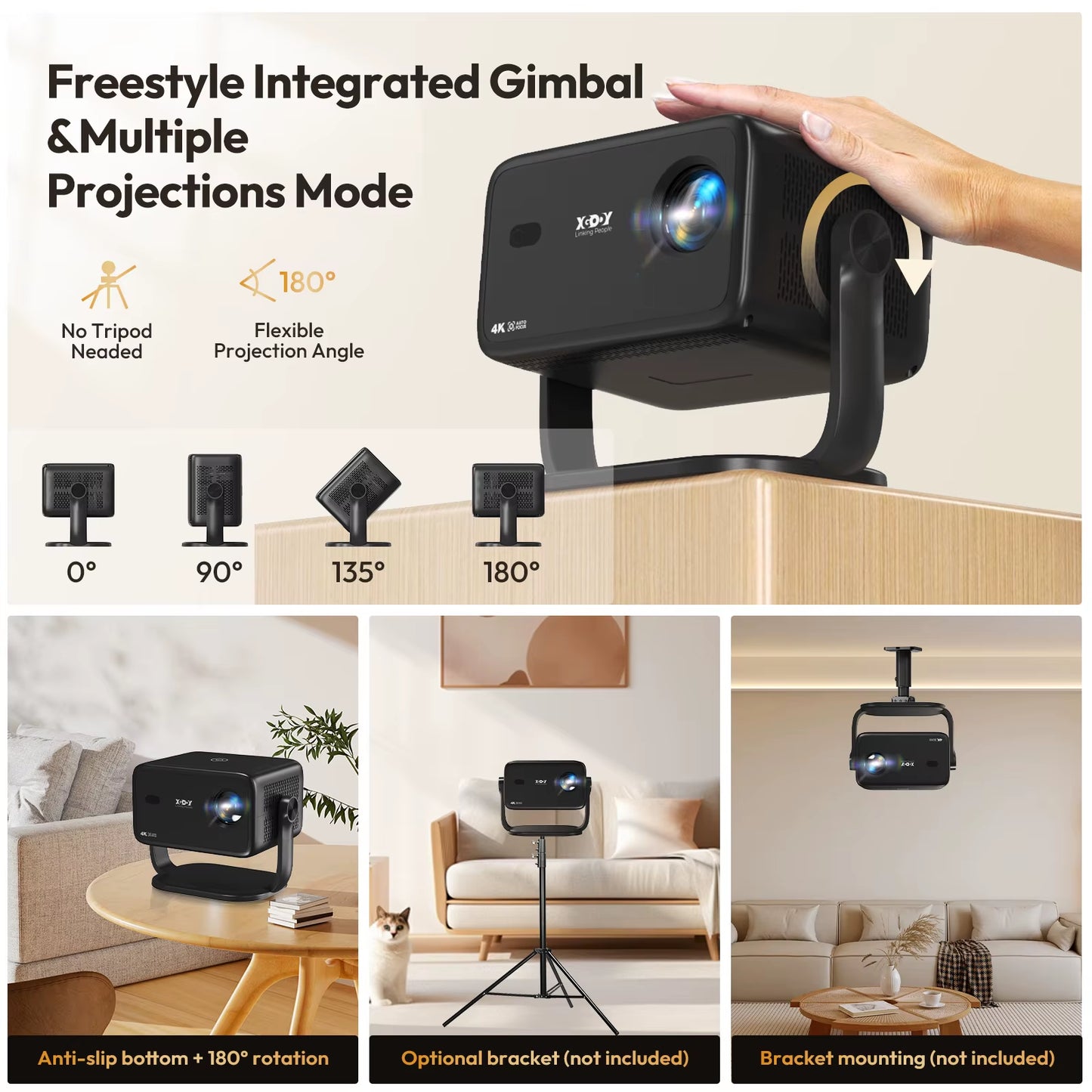 4K Projector Native 1080P AUTO Focus Wifi6 18000 Lumens Android Beamer HD Home Theater Cinema for Home