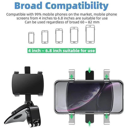 360-Degree Rotating Universal Car Phone Holder Stand for Dashboard - Compatible with iPhone, Samsung, Xiaomi, and Huawei
