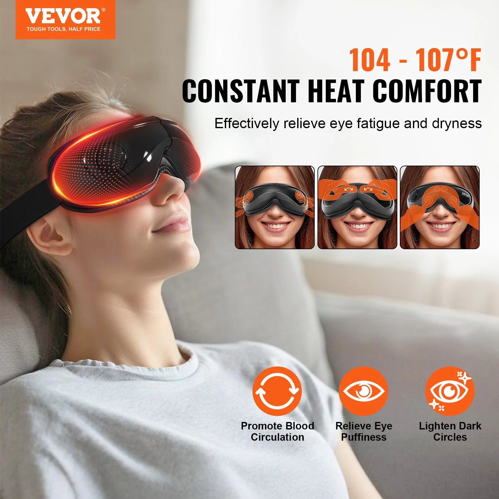 Eye Massager with Heat & Remote Eye Care Device 5 Modes Bluetooth Music