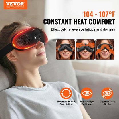 Eye Massager with Heat & Remote Eye Care Device 5 Modes Bluetooth Music