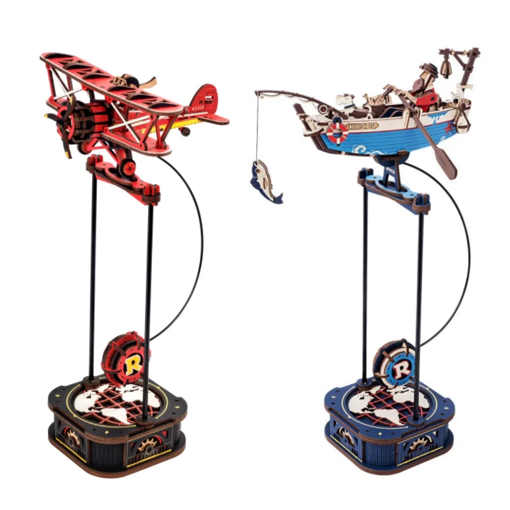 Robotime Gravity Swing Model Building Kit - 3D Wooden Puzzle Set for Sky Captain and Ocean Fisher - Ideal Gifts for Adults and Teens