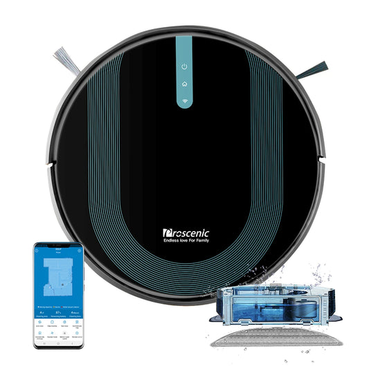 Proscenic 850T Smart Robot Cleaner 3000Pa Suction Three Cleaning Modes 250Ml Dust Collector 200Ml Electric Water Tank Alexa Google Home App Control