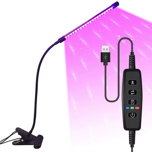 USB LED Plant Grow Light Indoor Garden 10 Dimmable Levels Grow Light Full Spectrum Timer Setting Hydroponic Greenhouse 3H/9H/12H