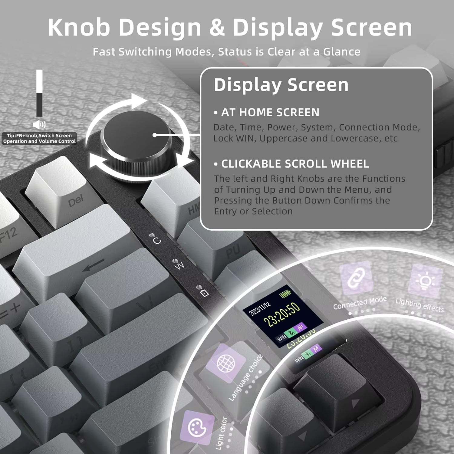 X85Pro 75% Mechanical Keyboard with Screen & Knob Hot Swappable Wireless 2.4Ghz/Bluetooth/Wired RGB Gasket Mount QM