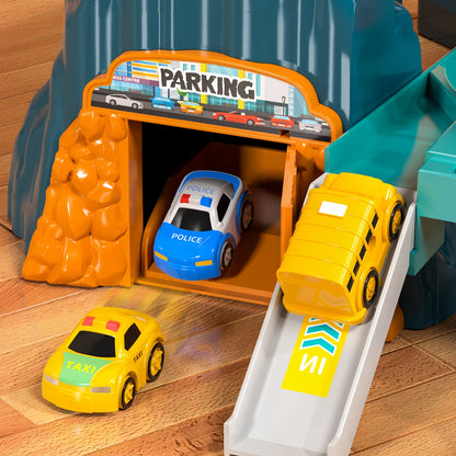 Boys Dinosaur Race Track Playset with Rolling Hills and Ramp for Mini Cars