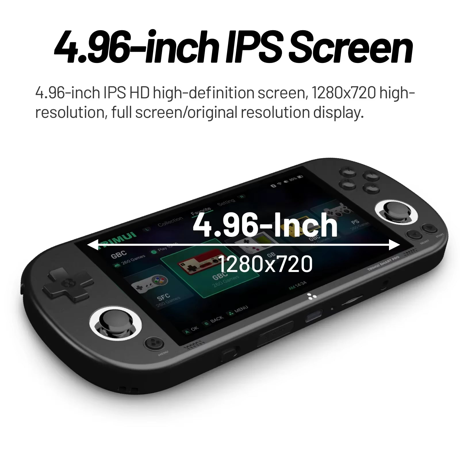 Smart Pro Handheld Game Console 4.96''IPS Screen Linux System Joystick RGB Lighting Smartpro Retro Video Game Player Gift