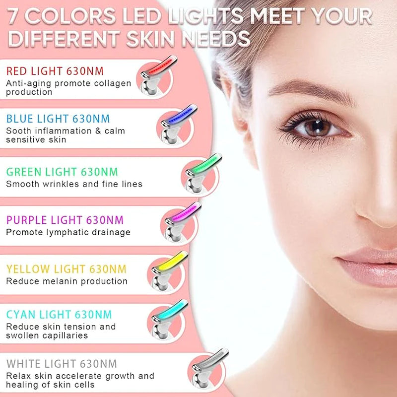 Facial Massager for Skin Care | Double Chin Treatment | 7 Color Modes | Face Sculpting Tool | Thermal, Vibration, Microcurrent 