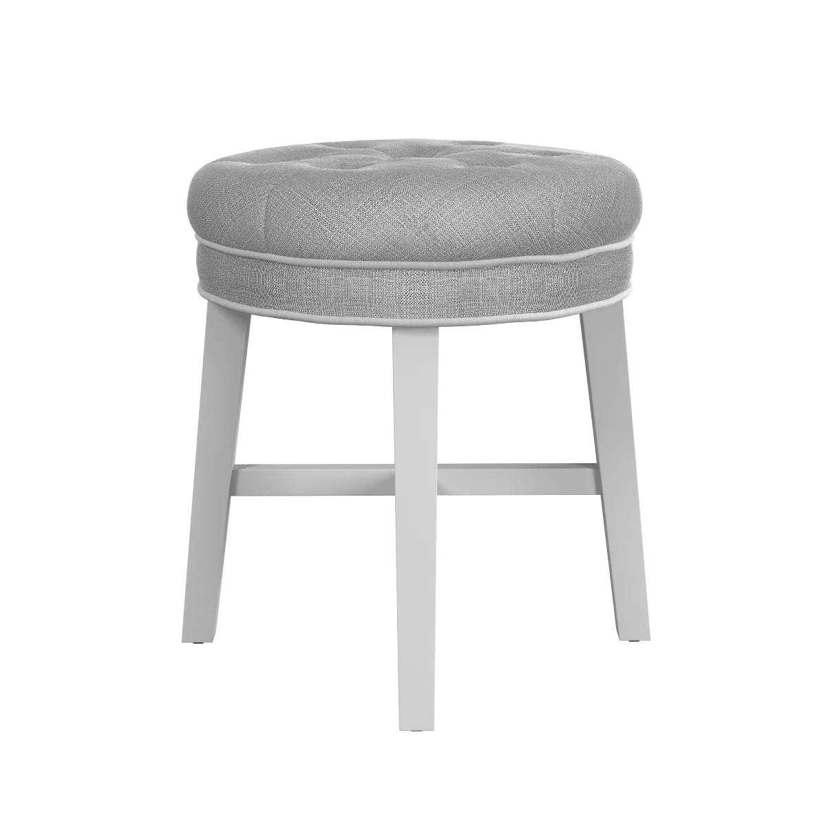 18" Sophia Tufted Backless Wood Vanity Stool - Linen Gray