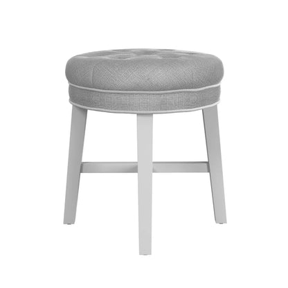 18" Sophia Tufted Backless Wood Vanity Stool - Linen Gray