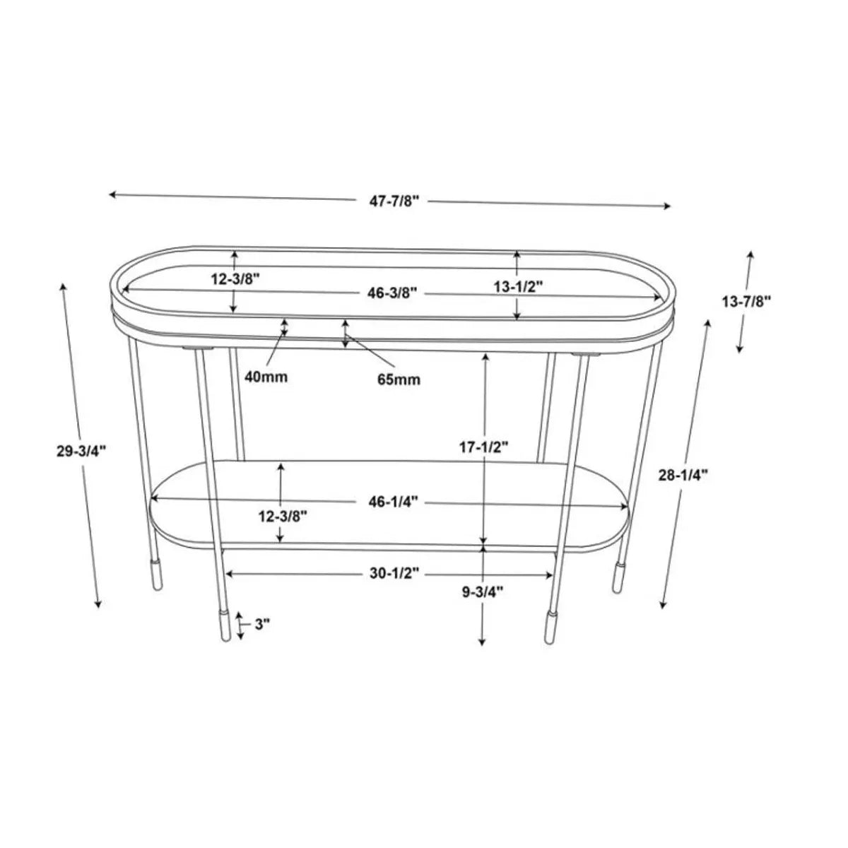 Wood & Metal Console Table - Black 