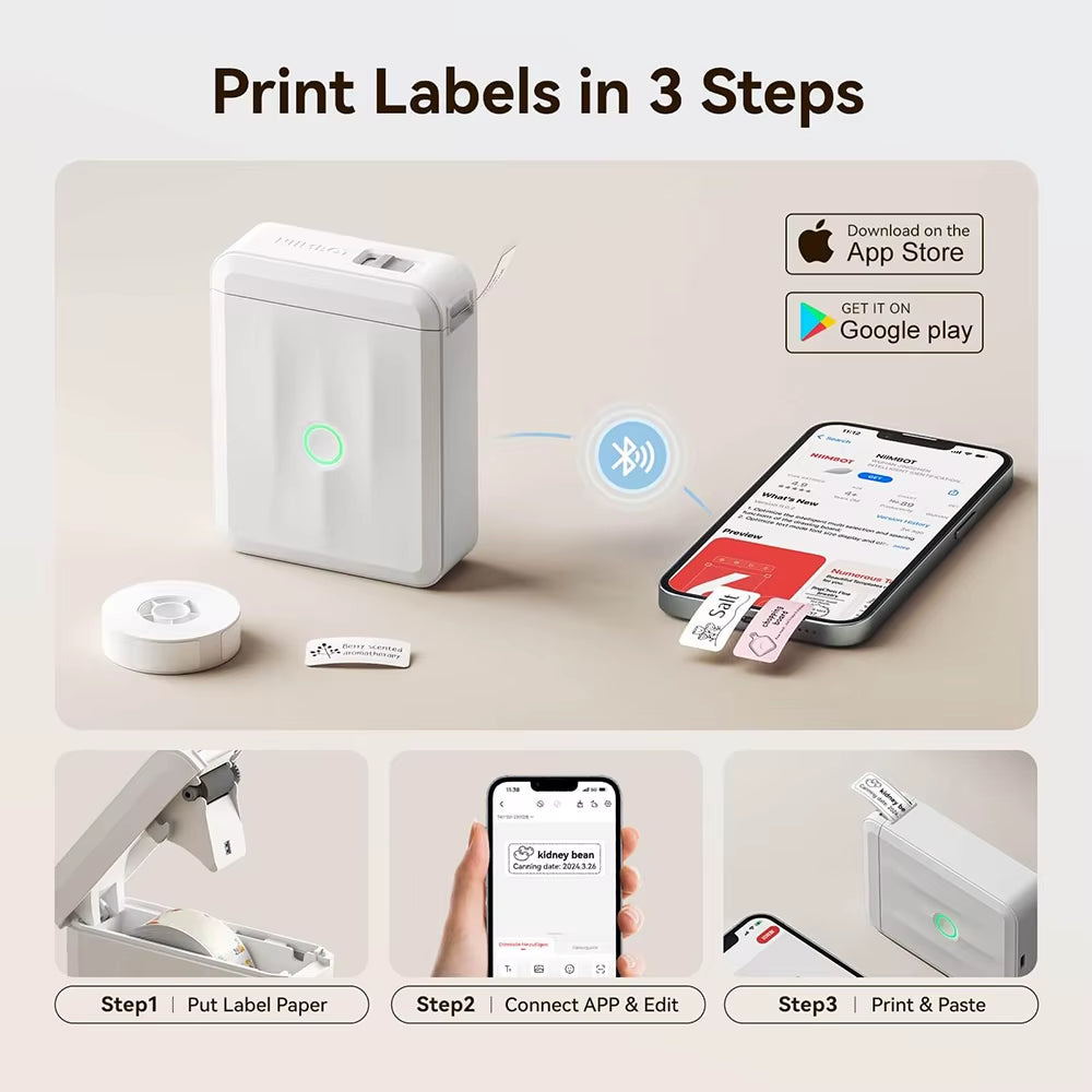 Niimbot D110 Mini Label Printer Pocket Thermal Wireless Adhesive Sticker DIY Name Tag Maker for School Home Office