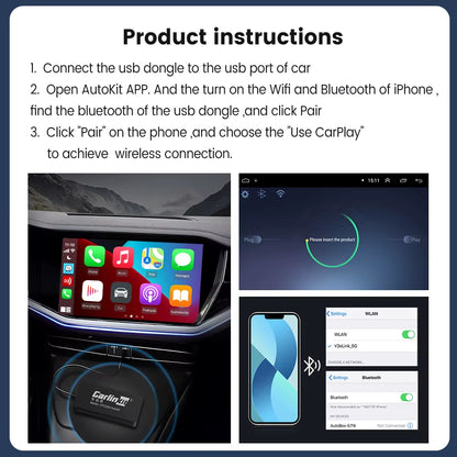 Carlinkit USB Wired/Wireless Carplay Dongle Wired/Wireless Android Auto AI Box Mirrorlink BT Auto Connect for Android Car Radio