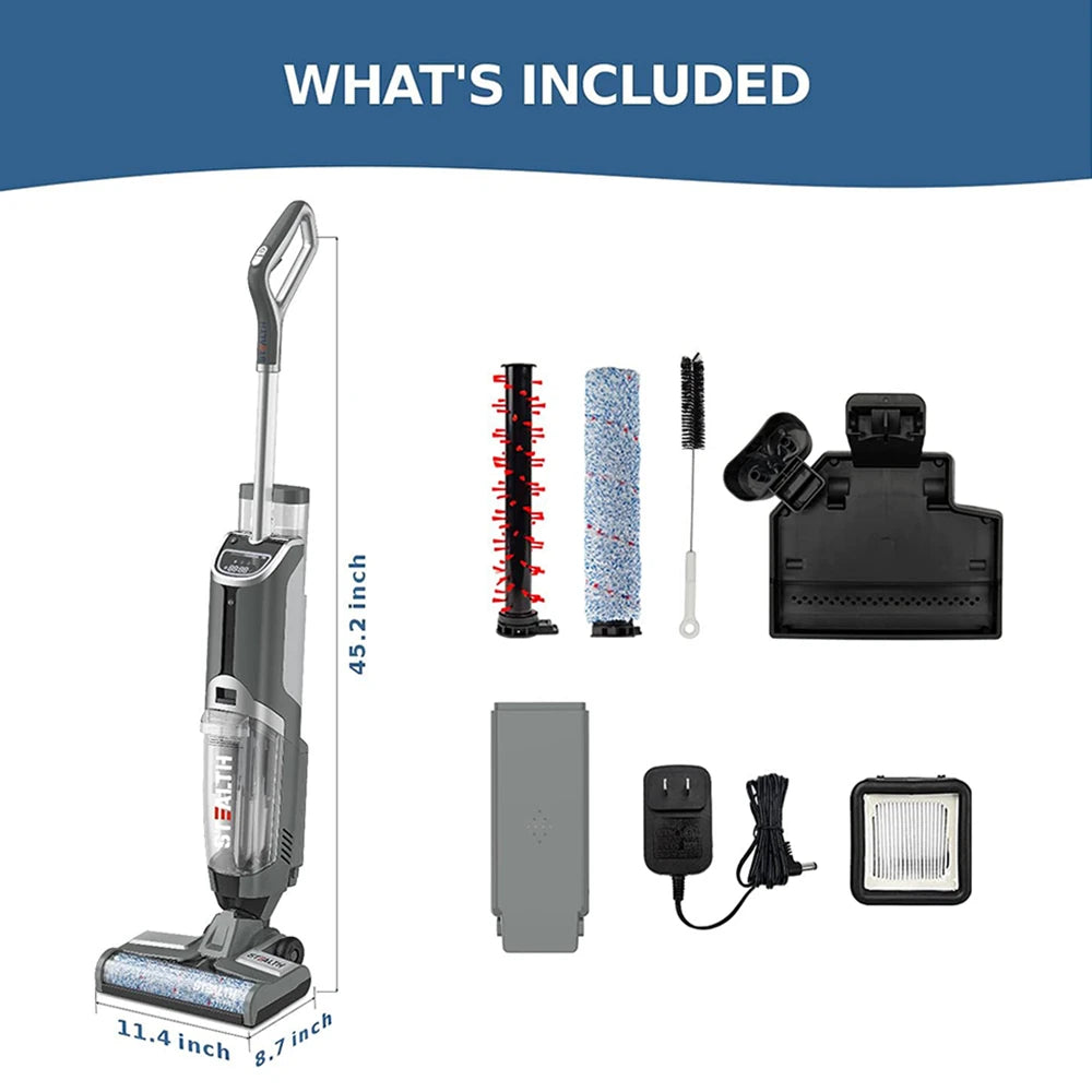  Cordless Electric Mop, Lightweight, 30 Minutes Long Running Time, Self Cleaning, Suitable for Wet Dry Vacuums, Hard Floors and Area Rug