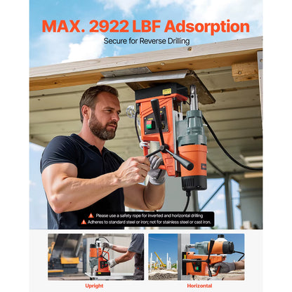 Succebuy 1300/1550W Portable Electric Magnetic Drill Press with Variable Speed 0-500 RPM for Metal Surfaces