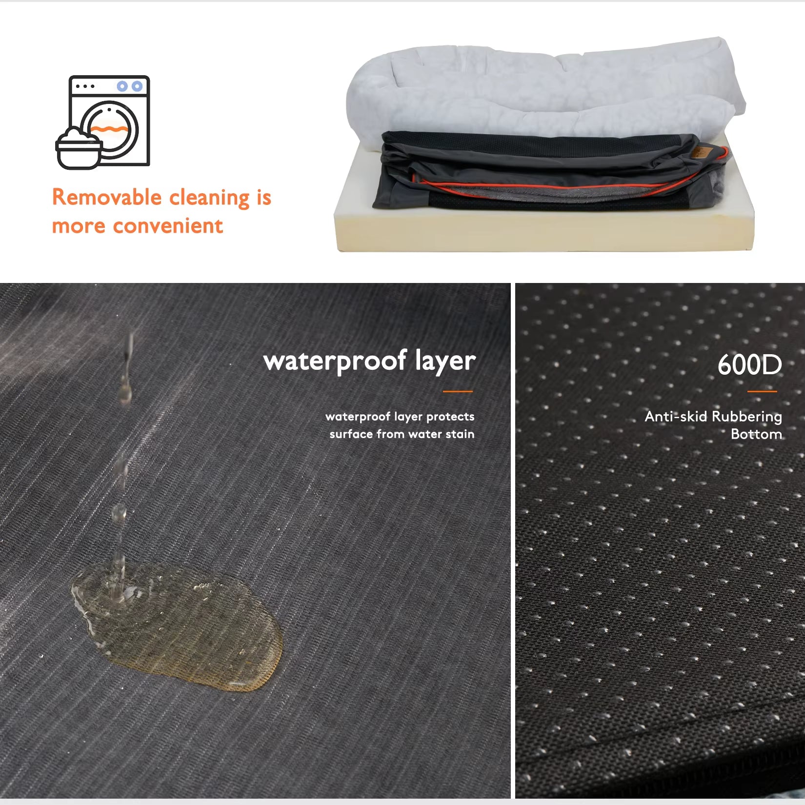 Large Dog Bed Soft Comfortable anti Allergy Warm Fleece Removable Washable Cover Pet Bed Waterproof