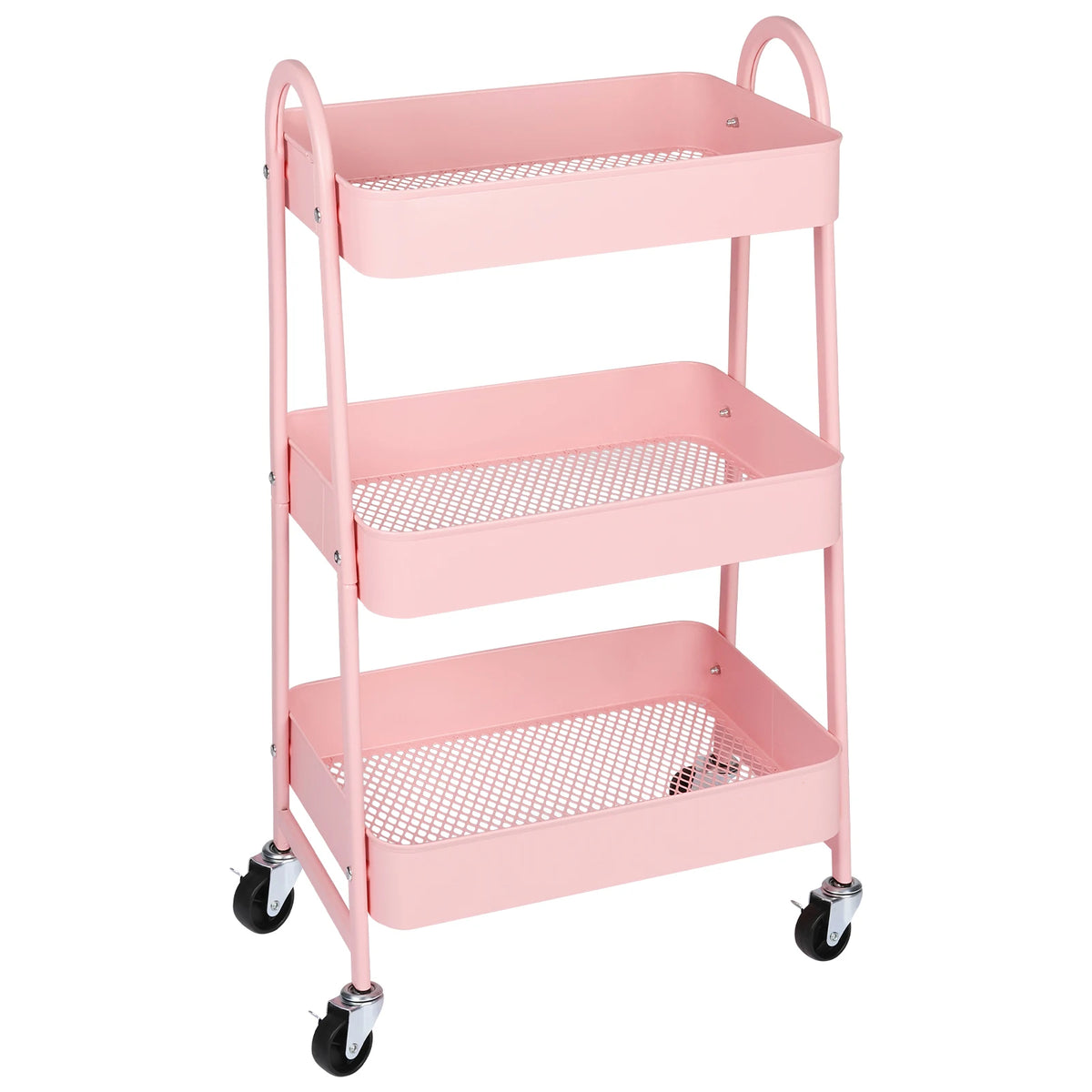 JHK 3-Tier Metal Kitchen Storage Cart with Lockable Wheels - Mobile Shelving Unit for Narrow Spaces and Utility Organization