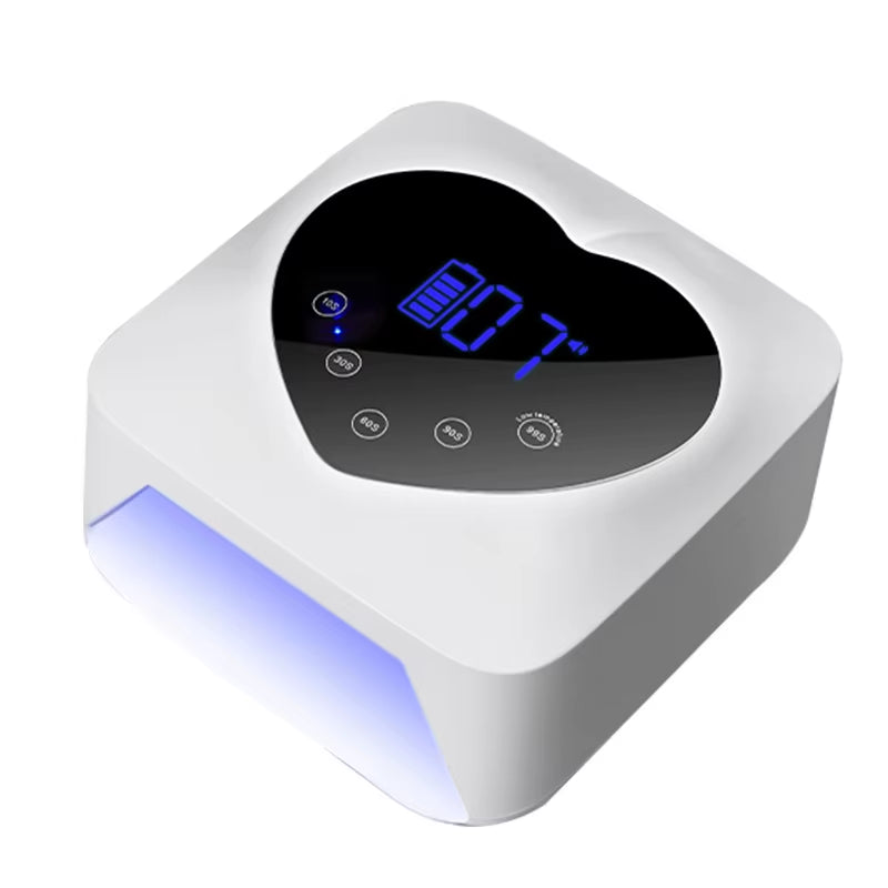 Rechargeable UV LED Nail Lamp 72W Cordless UV Light for Nails with Rhinestone Heart Shaped Manicure Pedicure Machine Nail Tools
