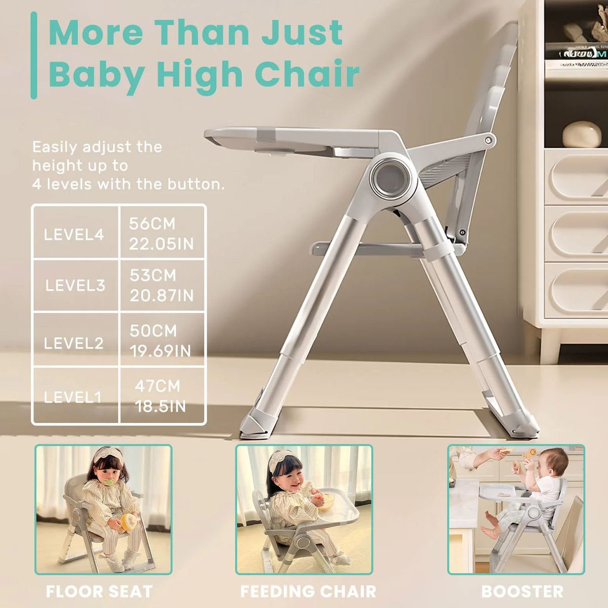 Portable High Chair Booster Seat for Infants and Toddlers (6 Months to 3 Years)