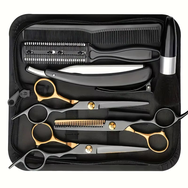 12Pcs Hair Scissor Professional Set,Stainless Steel Barber Supplies, Thinning Shears Included,Hair Supplies ,Barber Supplies