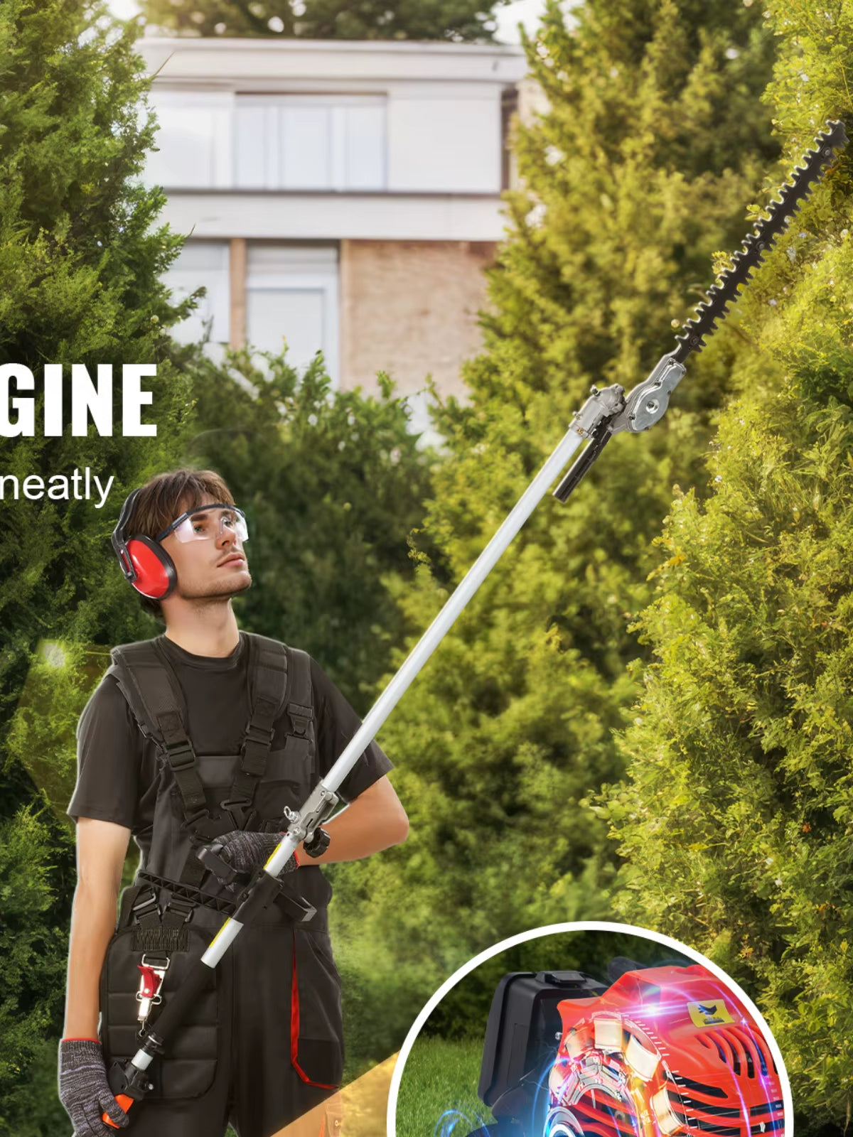 Succebuy 33CC 6-in-1 Multi-Functional Gas Trimming Tools: Hedge Trimmer, String Trimmer, Brush Cutter, Pole Saw, and Chainsaw