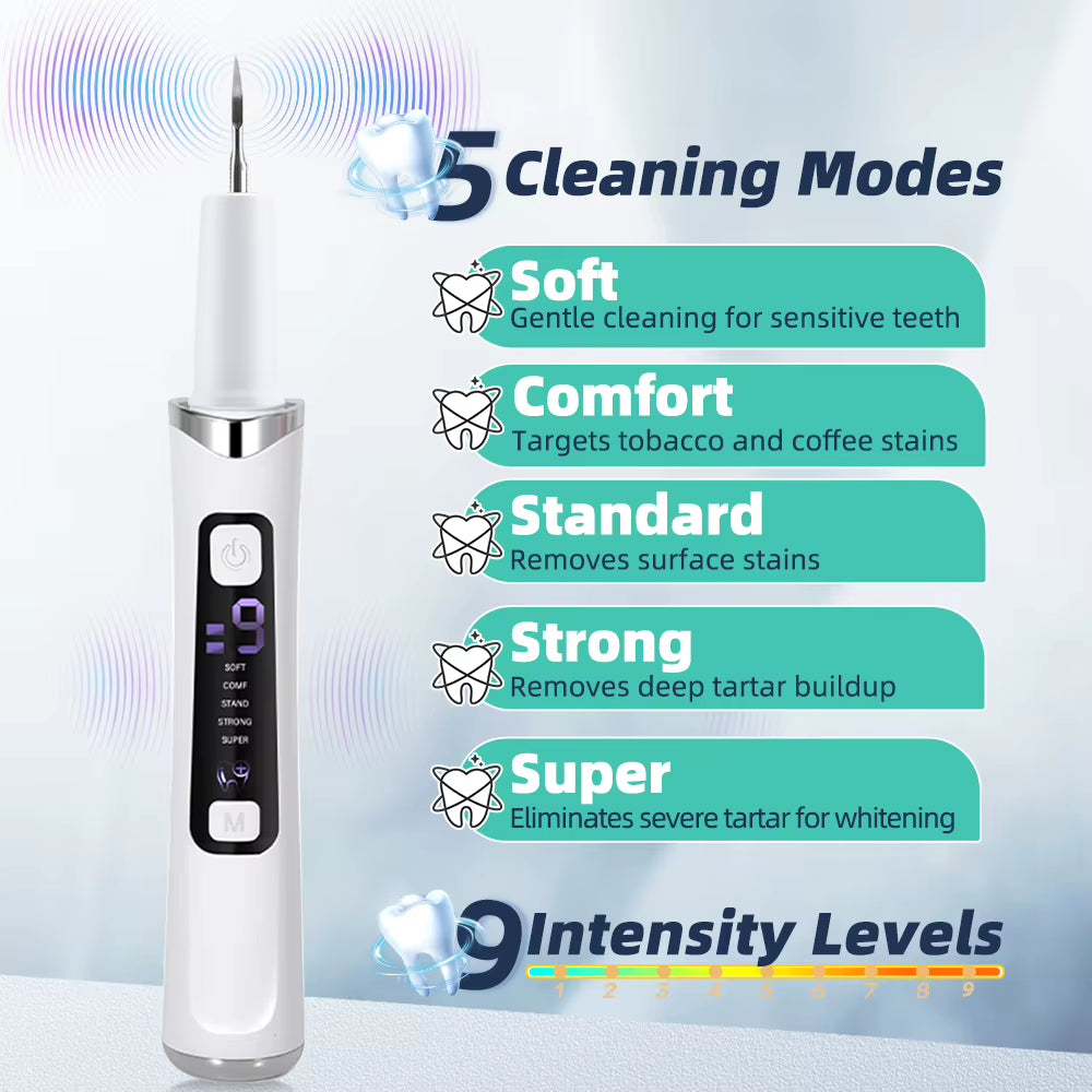 Electric Ultrasonic Dental Scaler with 5 Modes for Effective Oral Tartar Removal and Teeth Whitening