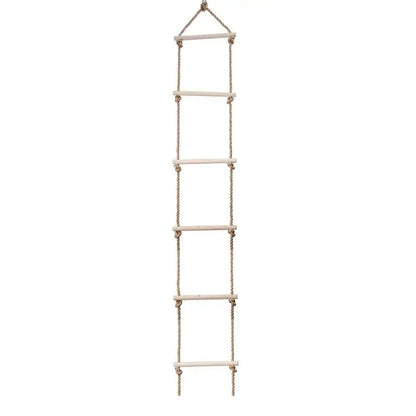 Children's Wooden Climbing Rope Ladder - 5-Level Indoor and Outdoor Swing Playground Toy