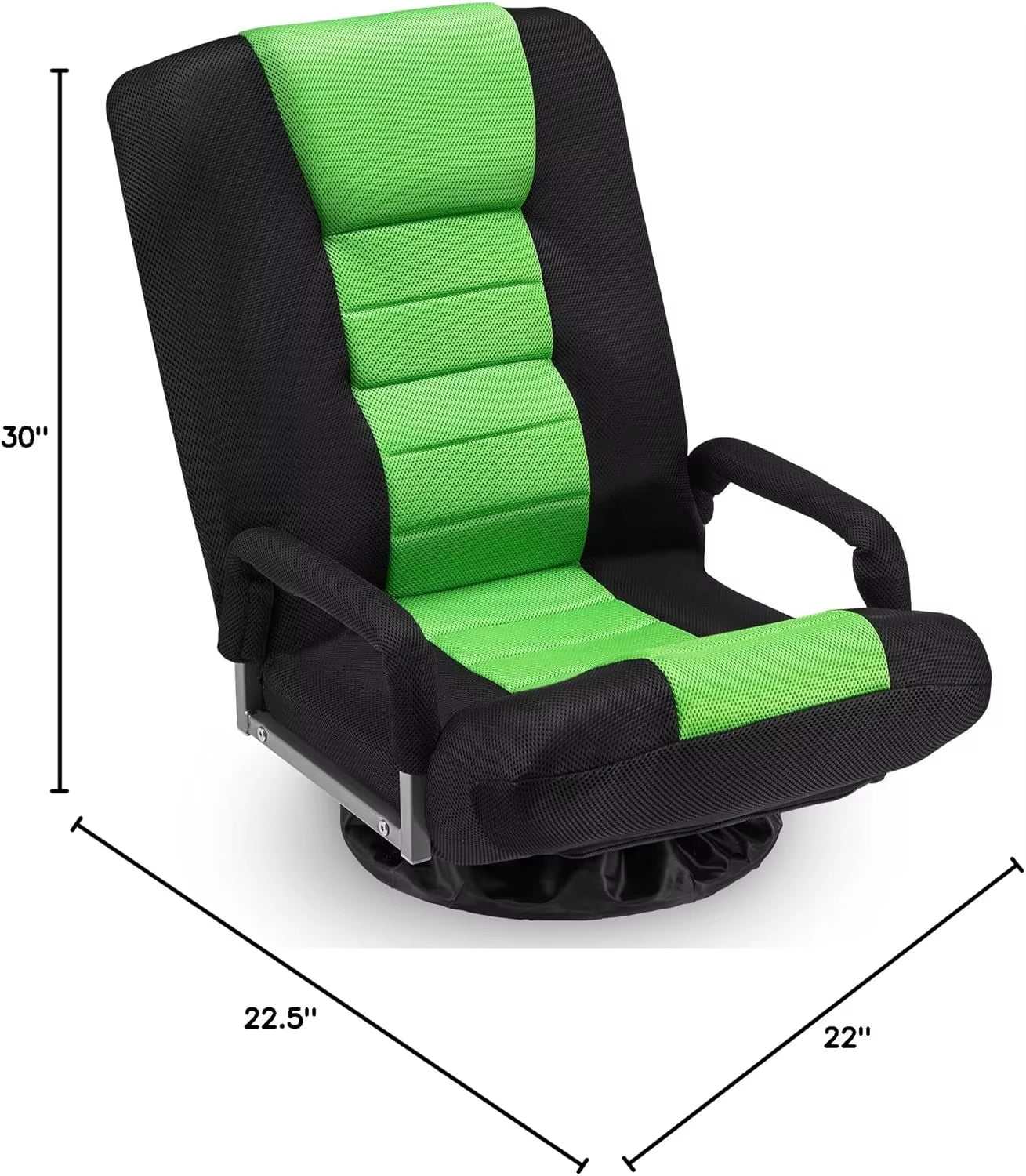 Swivel Floor Gaming Chair W/Armrests,Folding Video Reclining Sofa W/6 Adjustable Position, Padded Backrest & Cushion