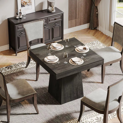 Tribesigns 31.5-Inch Square Dining Table for Four with Sturdy Pedestal Base, Ideal for Small Kitchens and Farmhouse Dining Rooms