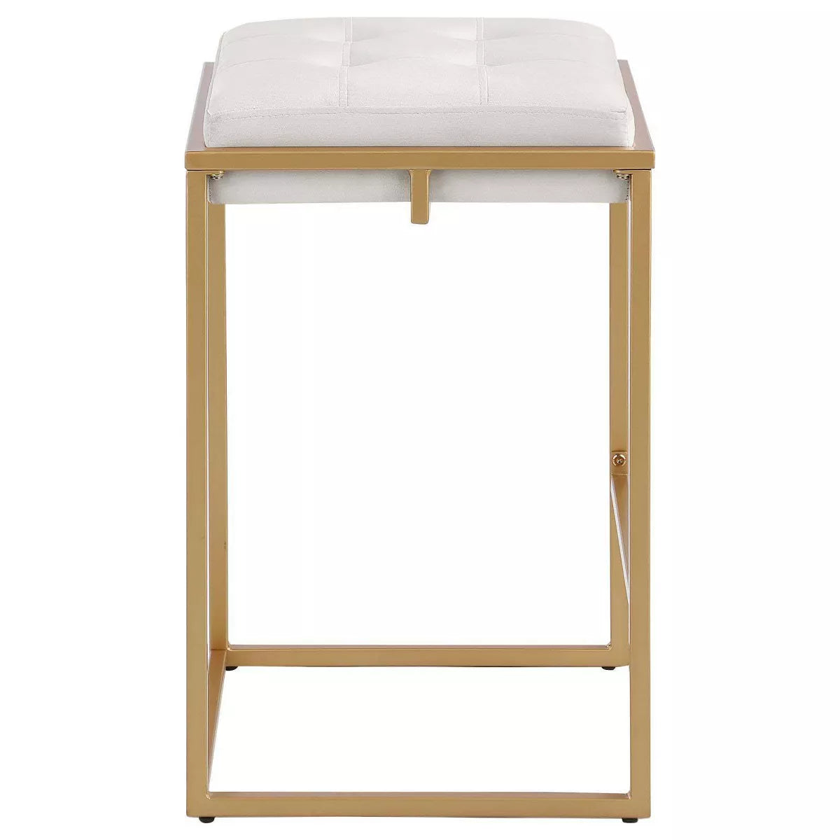 Nadia Modern Upholstered Square Counter Height Barstools Set of 2 in Beige and Gold