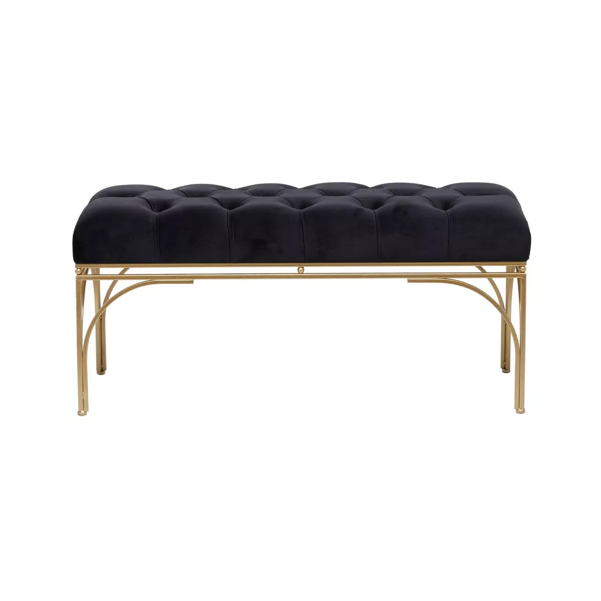 Rectangular Glam Velvet Bench -Black
