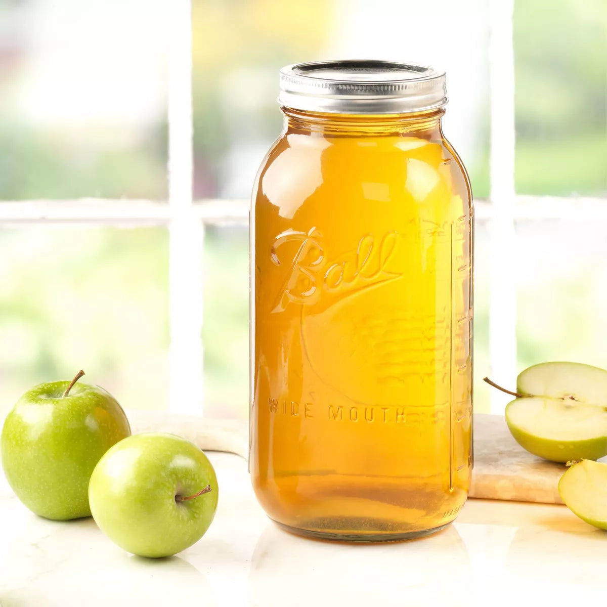 64 oz Glass Wide Mouth Mason Jar Set (6-Pack) with Lid and Band - Clear Canning Jars, Dishwasher-Safe, 4" Neck Diameter