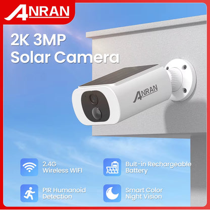 Outdoor Solar Security Camera with Battery 3MP 2.4G WIFI Camera Battery Cloud Storage Color Night Vision Can'T Add NVR