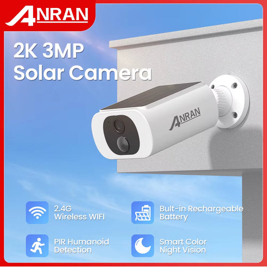 Outdoor Solar Security Camera with Battery 3MP 2.4G WIFI Camera Battery Cloud Storage Color Night Vision Can'T Add NVR