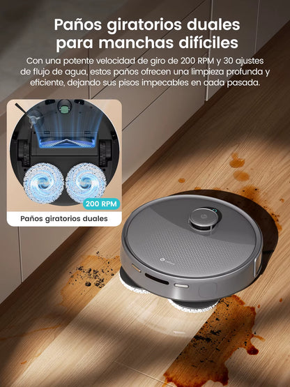 M3 Max Robot Vacuum, Robot Vacuum and Mop, 20000Pa Suction, Anti-Tangle Brushes, Dual Spinning Mop, Auto Mop Washing