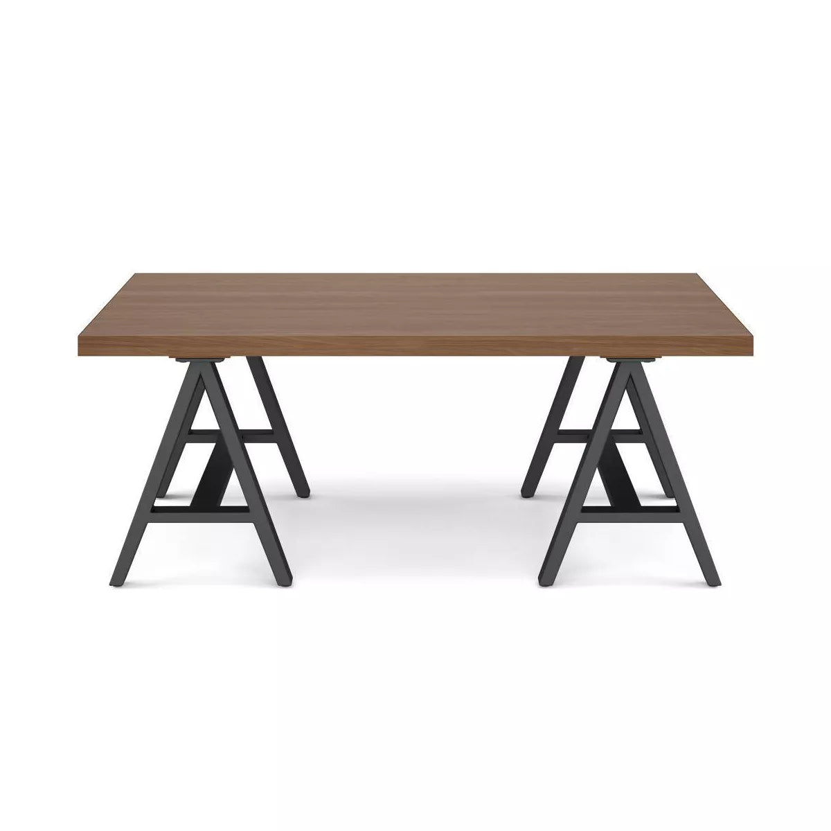 Hawkins Metal/Wood Coffee Table Walnut - Veneer & Metal Pedestal Base, Spot Clean