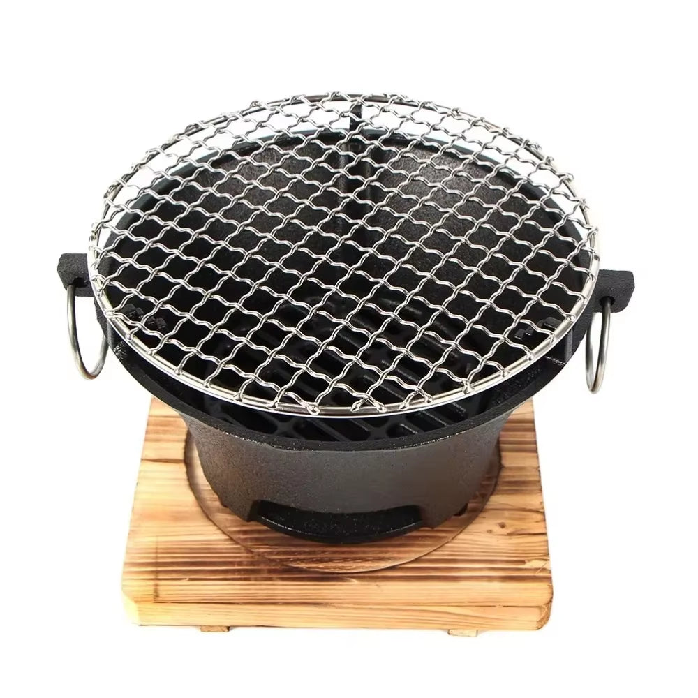 Zoe Cast Iron Outdoor Charcoal and Alcohol Stove for Barbecue, Family Picnics, and Camping - Ideal for Water and Tea Boiling