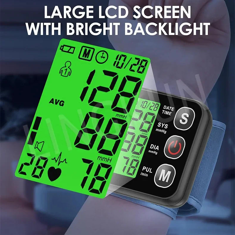 Digital Wrist Blood Pressure Monitor with English Voice and High Accuracy