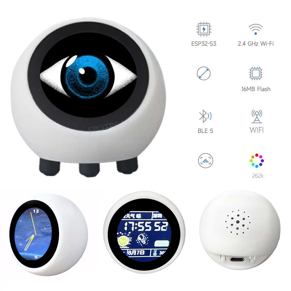 2025 Deepseek Xiaozhi AI Voice Chat Robot with ESP32-S3, 1.28-Inch LCD, WROOM-1-N16R8 Development Board and Clock Ornament