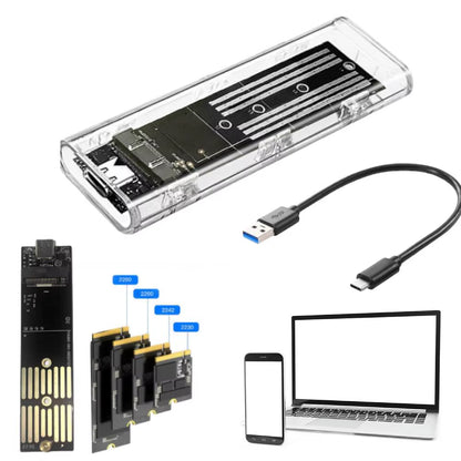 M.2 NGFF SATA Type C USB 3.1 Hard Disk Box 10Gbps Transparent External SSD Case External SSD Adapter for 2230/2242/2260/2280