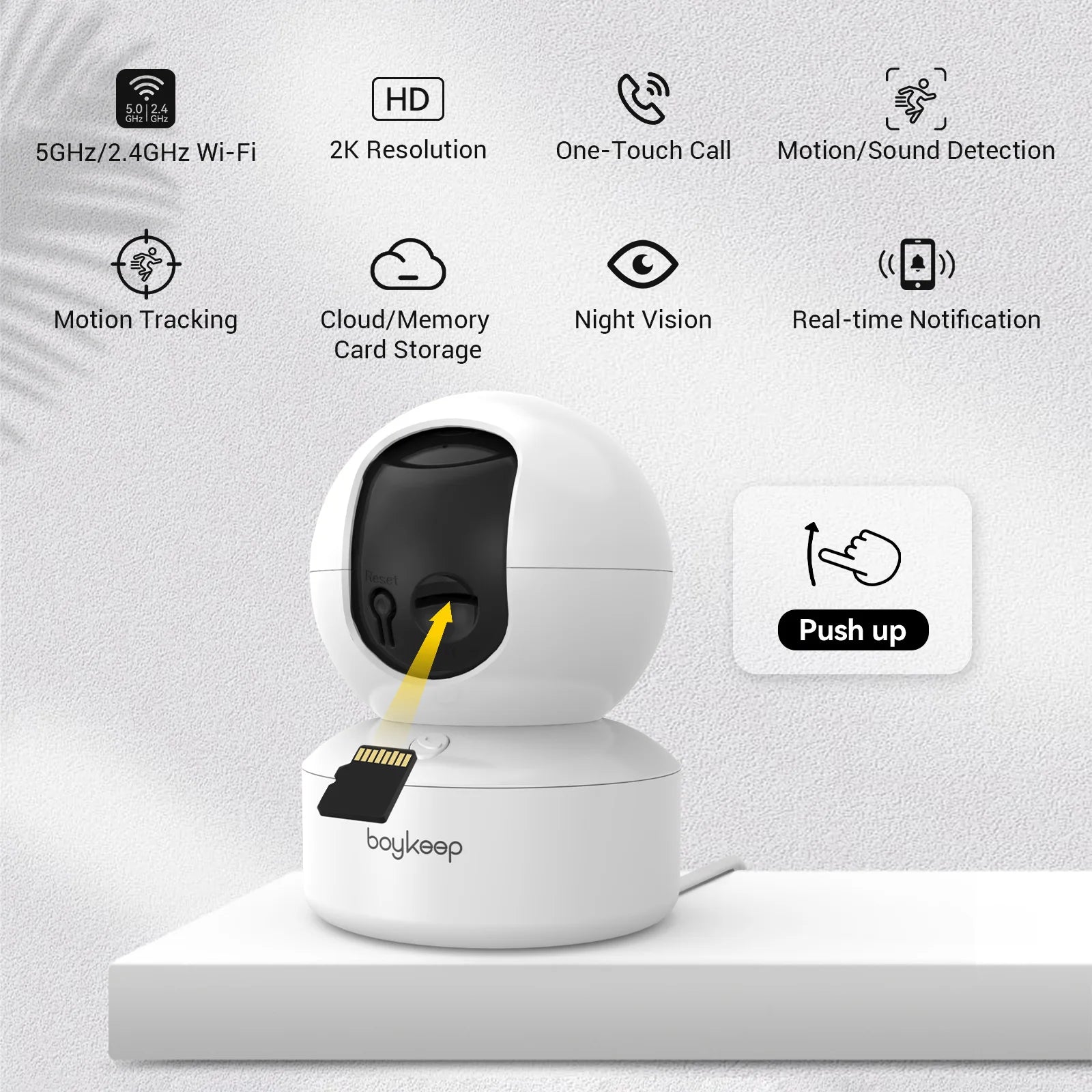 Smart Camera 2K Security Protection Wifi Surveillance 5G/2.4Ghz Indoor Baby Night Vision 360° Pan & Tilt 2-Way Audio K30