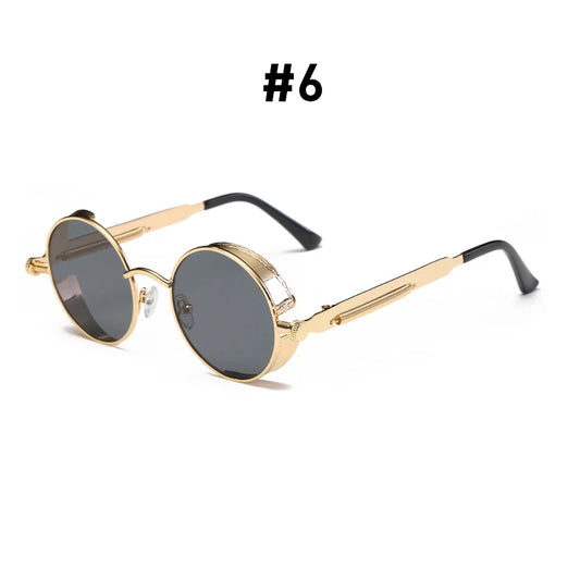 Vintage Steampunk Red Sunglasses Men round Punk Alloy Metal Retro Sun Glasses Women 2025 Goggles Gothic Style Shades