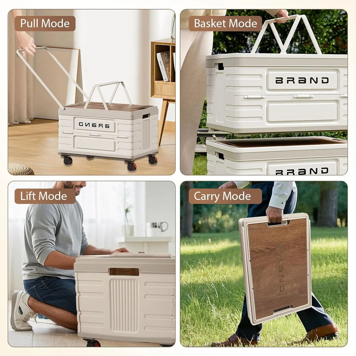 360° Rotating Foldable Storage Cart - Durable Mobile Organizer with 4 Silent Wheels for Versatile Camping Use