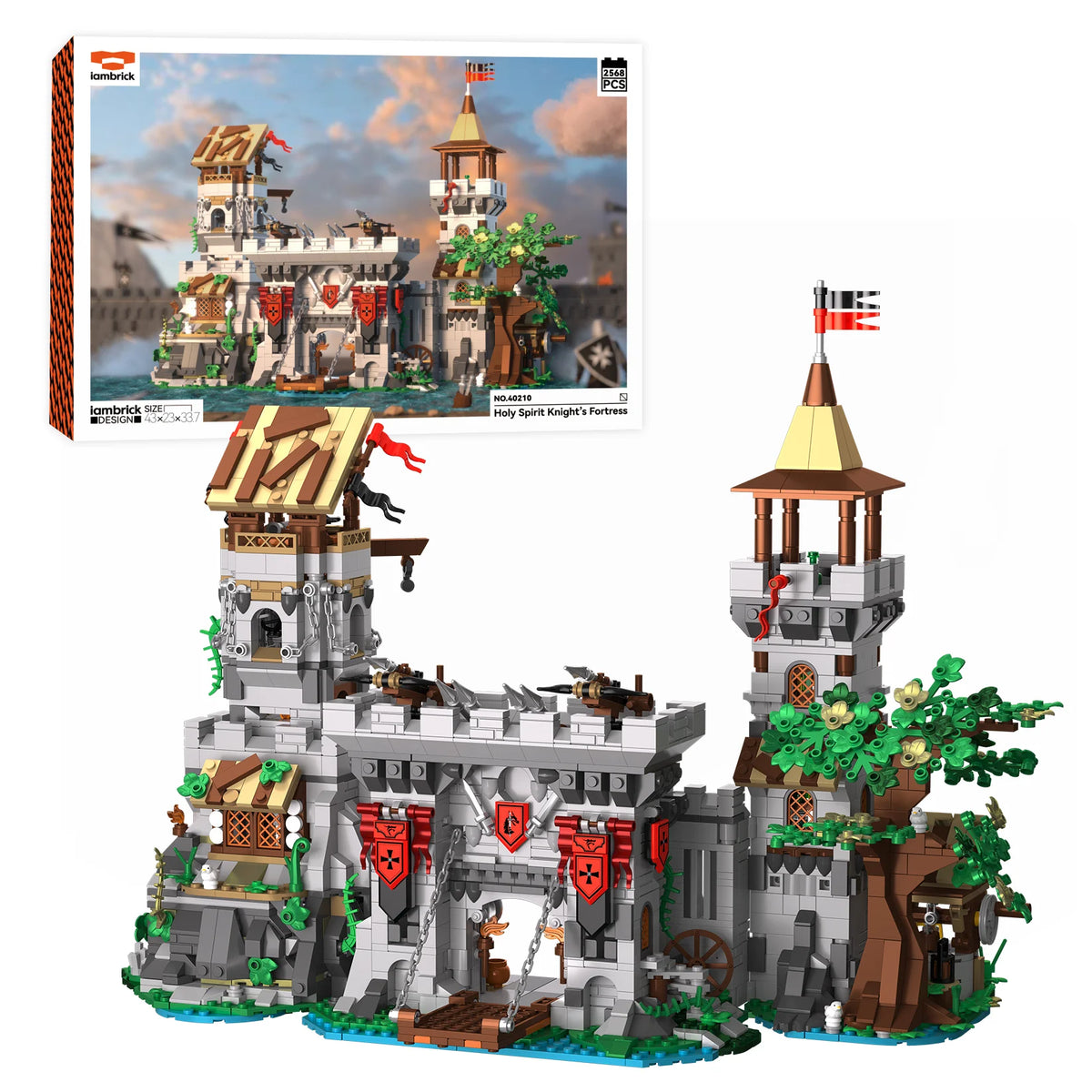 2568-Piece Medieval Knight's Fortress Building Blocks Set - MOC Bricks Model for Assembly and Display, Perfect for Holiday Gifting