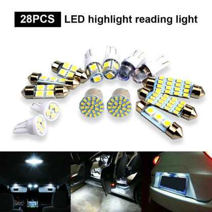 28Pcs Car Interior White Combo LED Map Dome Door Trunk License Plate Light Bulbs