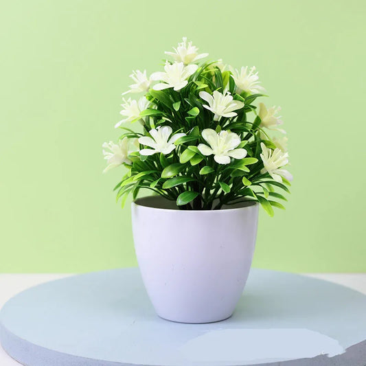 1Pc Artificial Potted Plant Small Bonsai Flowers Pot Simulated Tree Ornaments Wedding Home Hotel Office Decoration Indooroutdoor