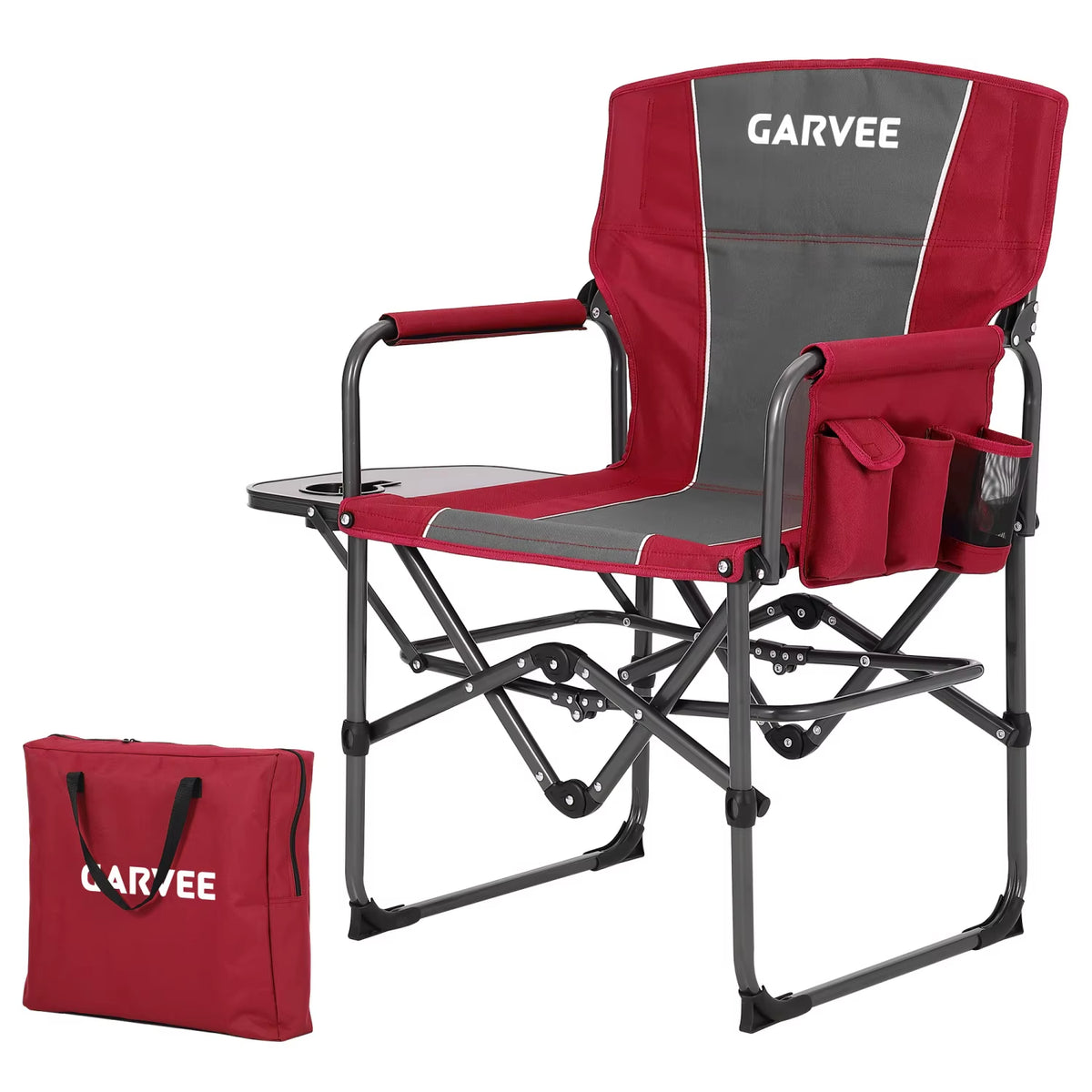 Oversized Heavy-Duty Folding Directors Chair for Adults - Available in 1 or 2 Pack, 400 lbs Capacity, Portable Camping Chair with Side Table, Cup Holder, and Side Pocket for Camping, Beach, Garden, and RV Use