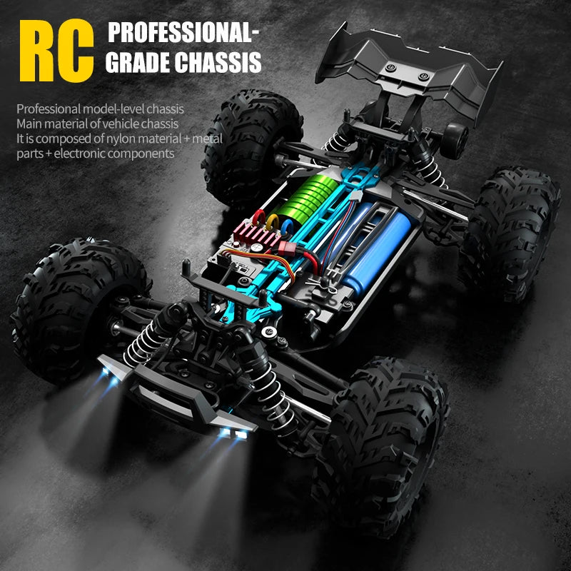Wltoys 16101 Pro 1:16 Scale 75KM/H 4WD Remote Control Car with LED Lights - High-Speed Drift Monster Truck for Children