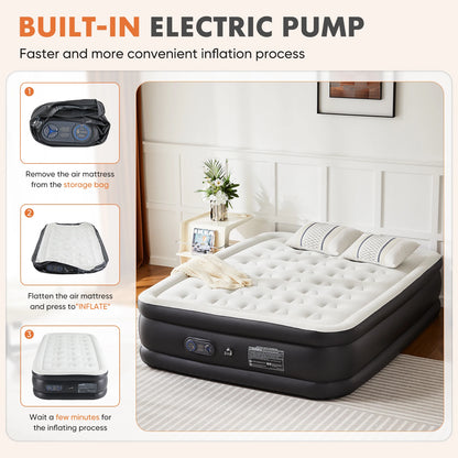 JHK Queen Twin Size Double Height Air Mattress with Non-Slip Bottom - 660 lbs Weight Capacity for Home or Camping Use