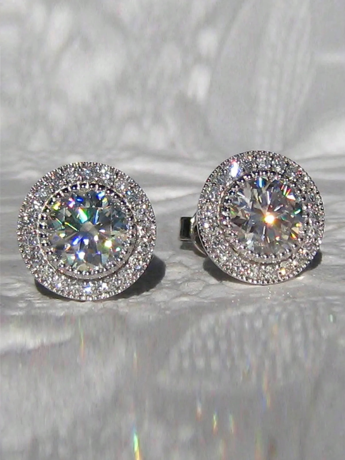 Korean Style Bridal Earrings with Sparkling Round Stones and Full Drill Design - Elegant and Delicate Casual Accessories for Valentine's Day